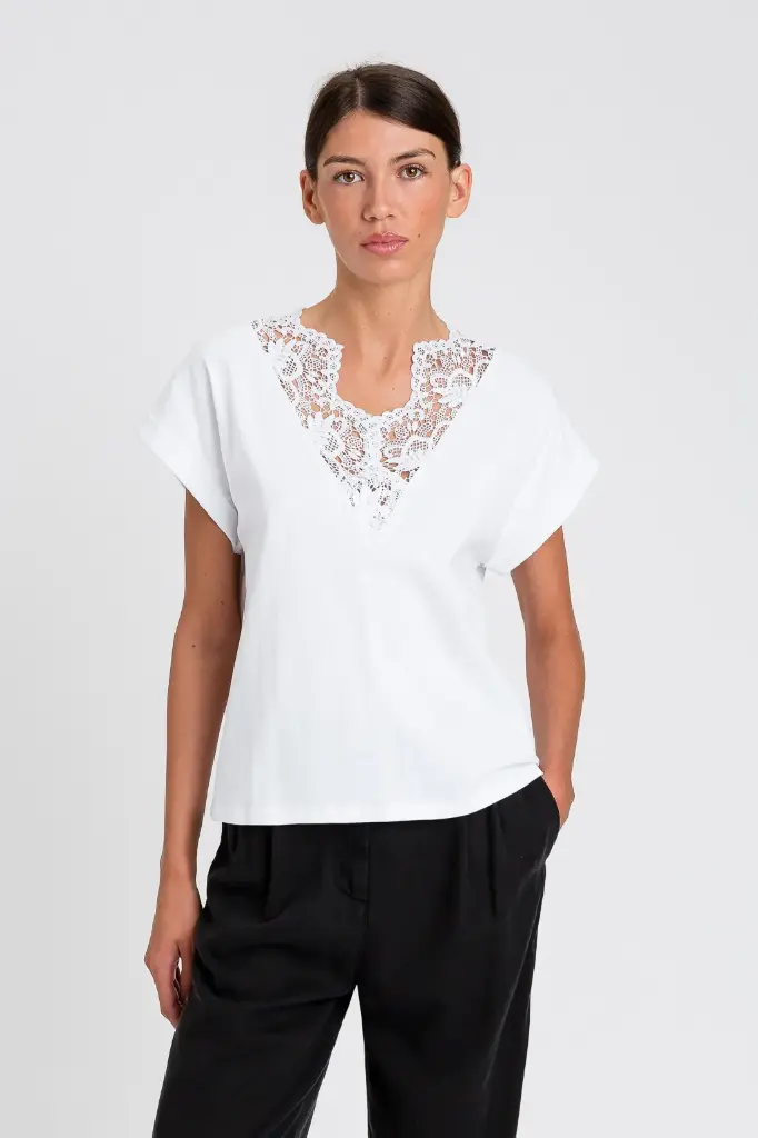 CAMISETA ENCAJE CUELLO
