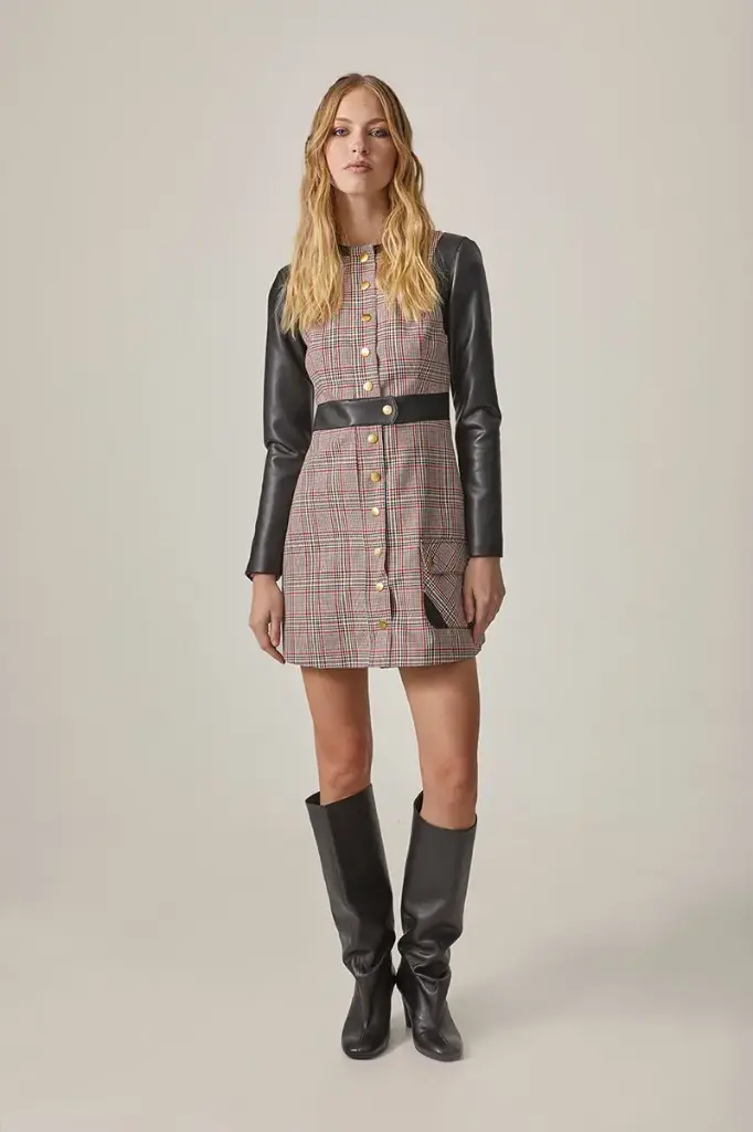 [9430040001117] VESTIDO CUADRO ROSA (L)