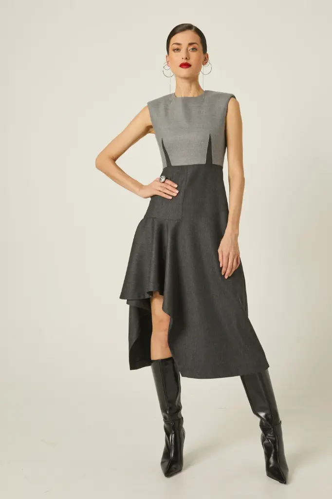 [9430041000693] VESTIDO ESPIGA COMBINADA