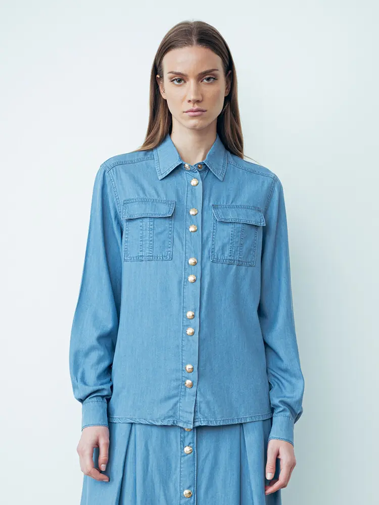  CAMISA DENIM BOTONES ORO
