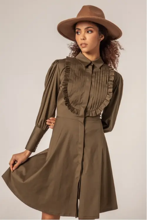 [9330040000841]  VESTIDO CAMISERO KAKI