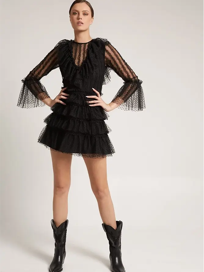 VESTIDO PLUMETI NEGRO (S)